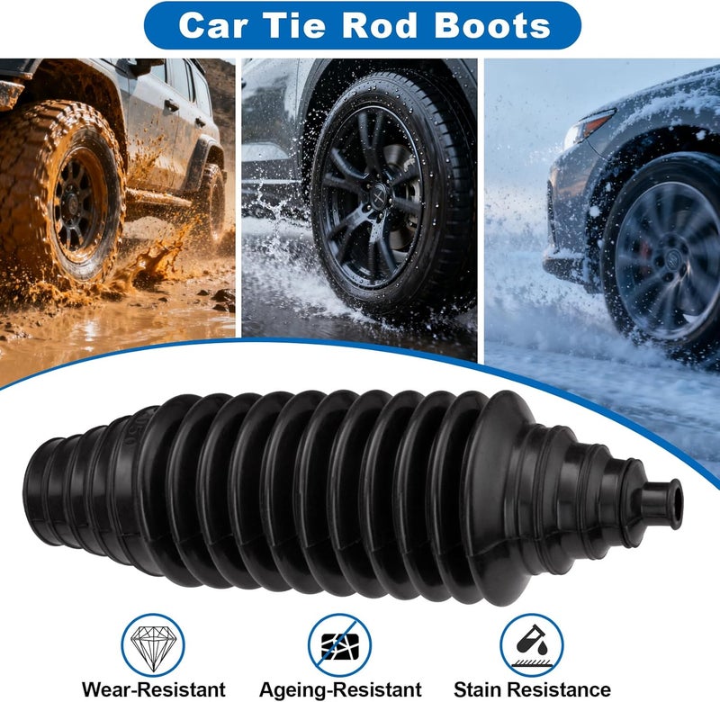 Toolwiz Inner Tie Rod Boot Kit, 2PCS Universal Adjustable Car Tie Rod Boot with Bellow Cable Ties and Clamps, Dustproof Silicone Rack and Pinion Boot Accessories for Cars, SUVs, Trucks Steering System - Image 4